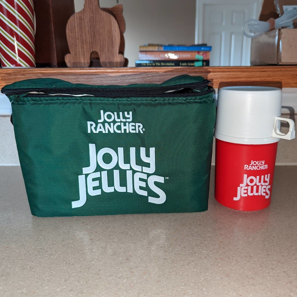 Vintage Jolly Ranchers Jellys Green Cooler Bag Red Water Bottle Cup Cap Mug